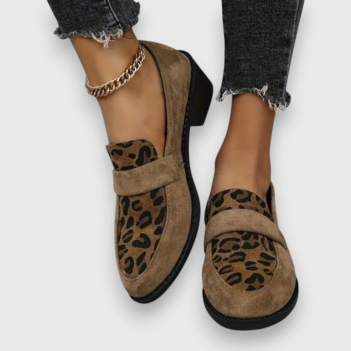 Grège Parisien Leopard Print Round-Toe Loafers
