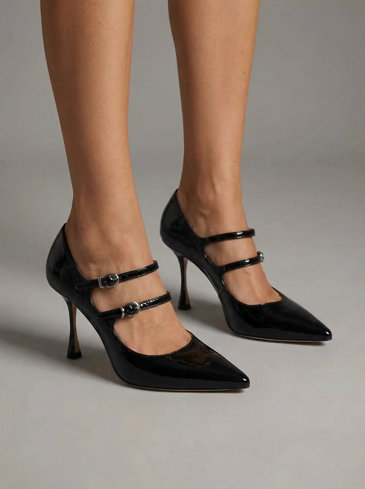 Patent Double-Strap Heels