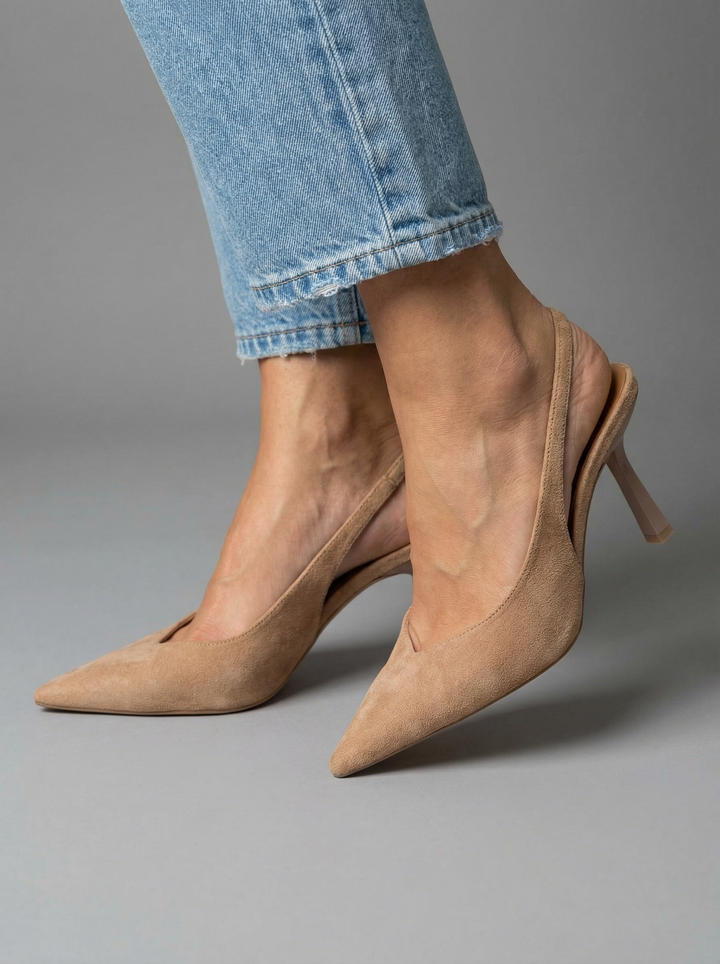 Nude Velvet Pointed Heels