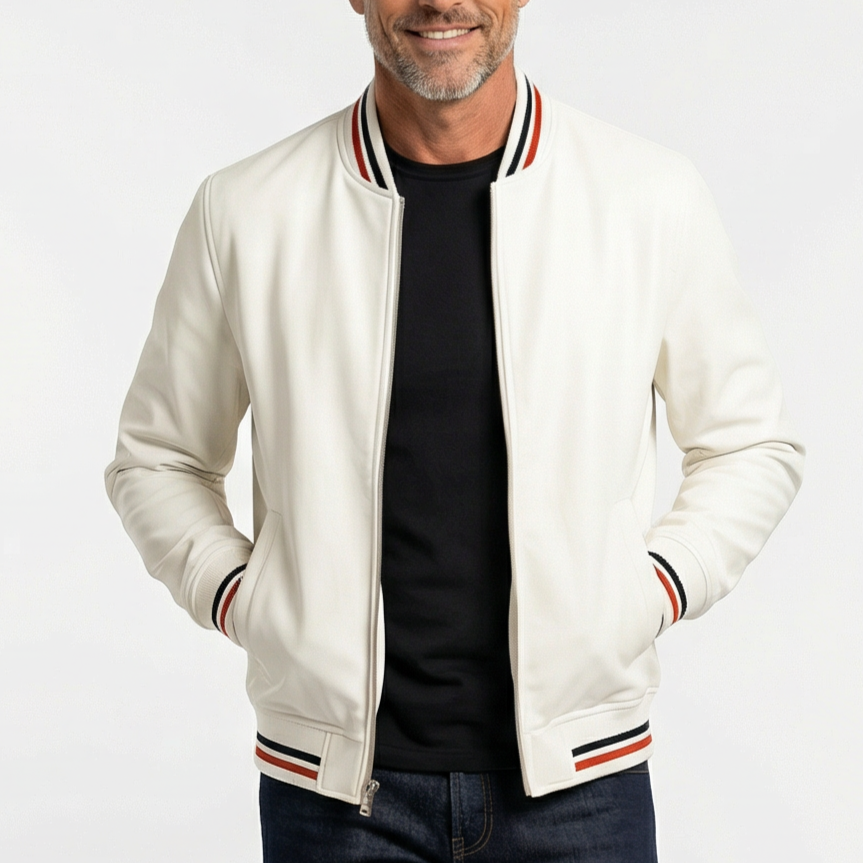 Striped Trim Zip Jacket