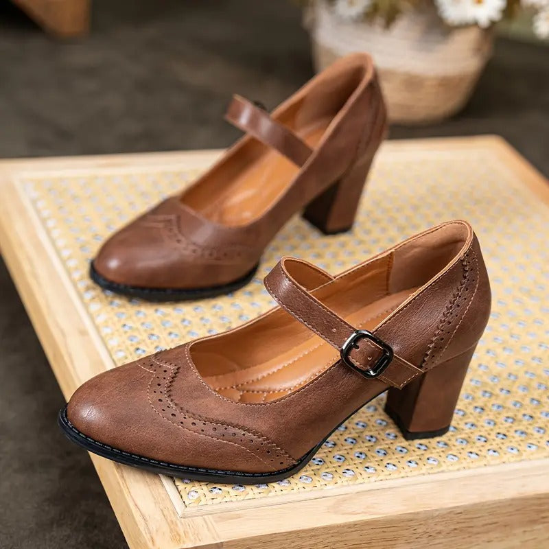 Buckle Leather Heels