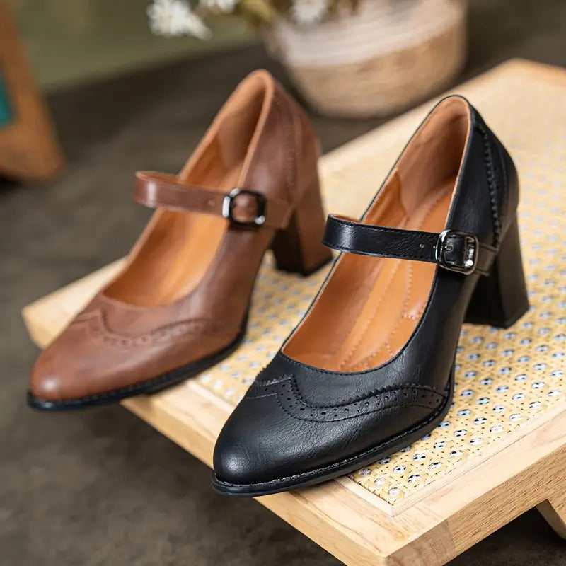 Buckle Leather Heels