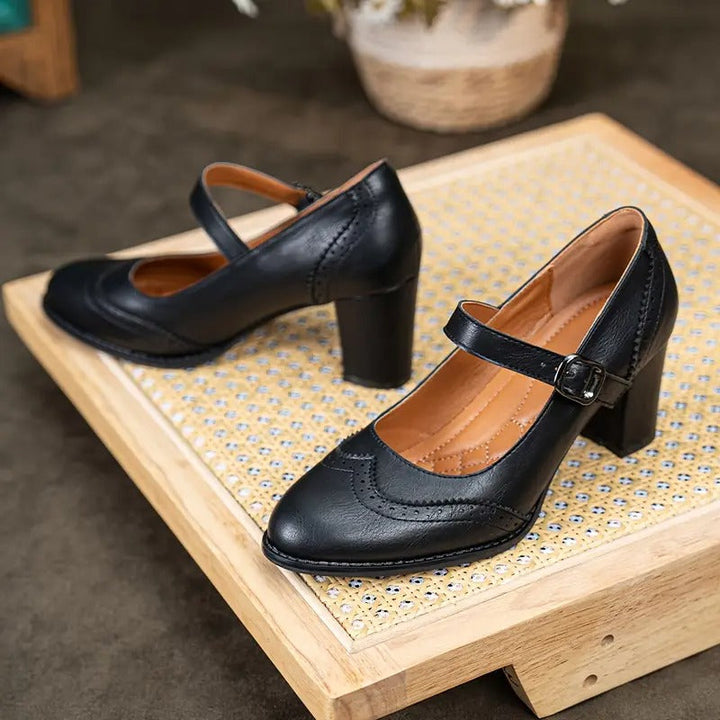 Buckle Leather Heels
