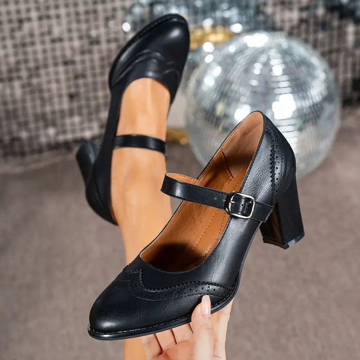 Buckle Leather Heels