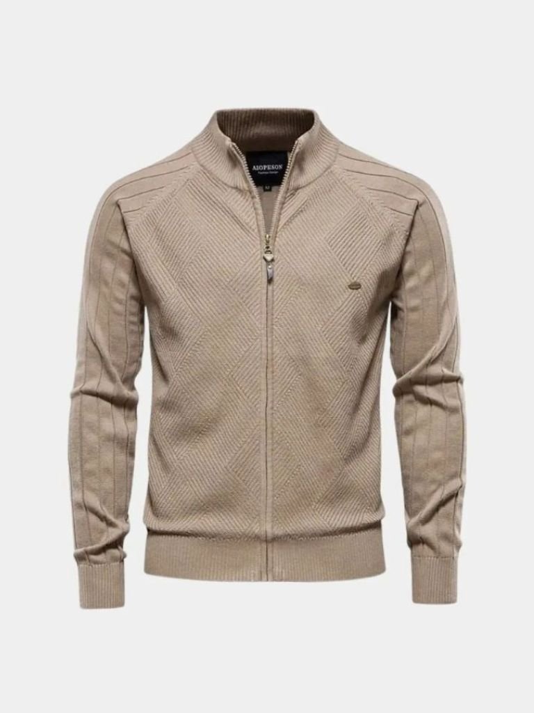 Jacquard Knit Zip Jacket