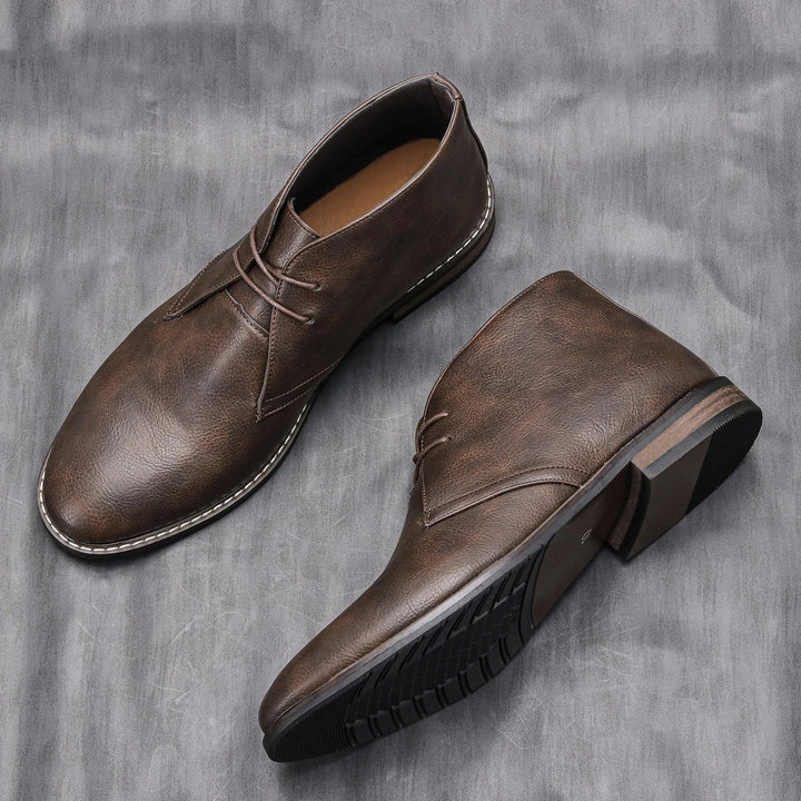 Cowhide Leather Ankle Boots