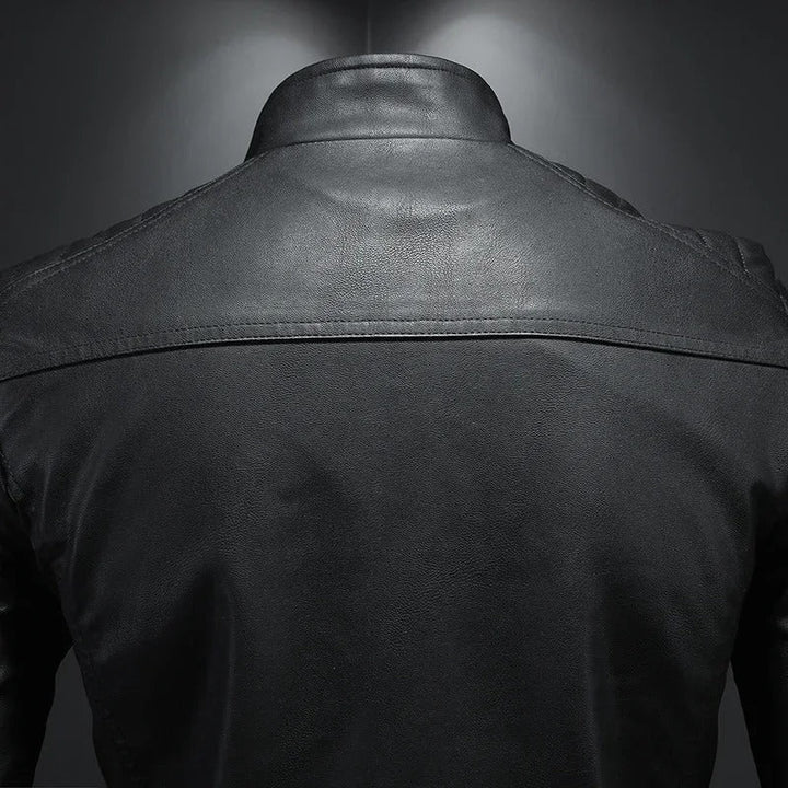 Stand Collar Leather Jacket