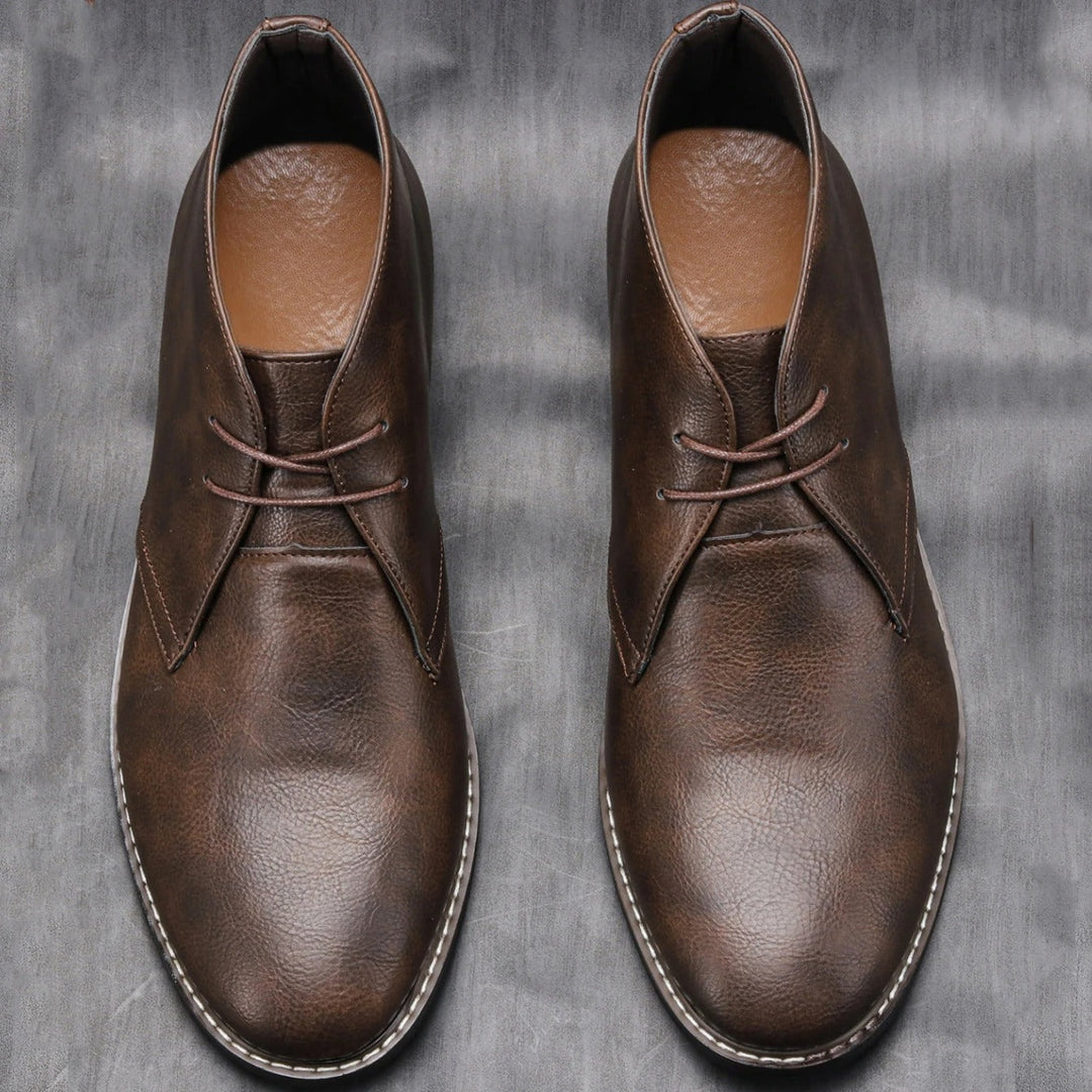 Cowhide Leather Ankle Boots