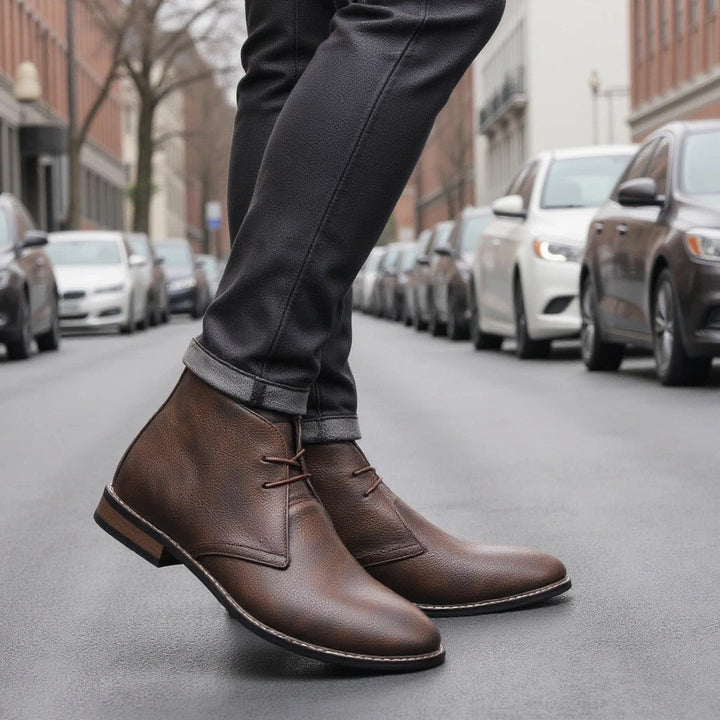 Cowhide Leather Ankle Boots