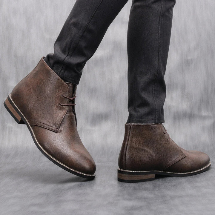 Cowhide Leather Ankle Boots