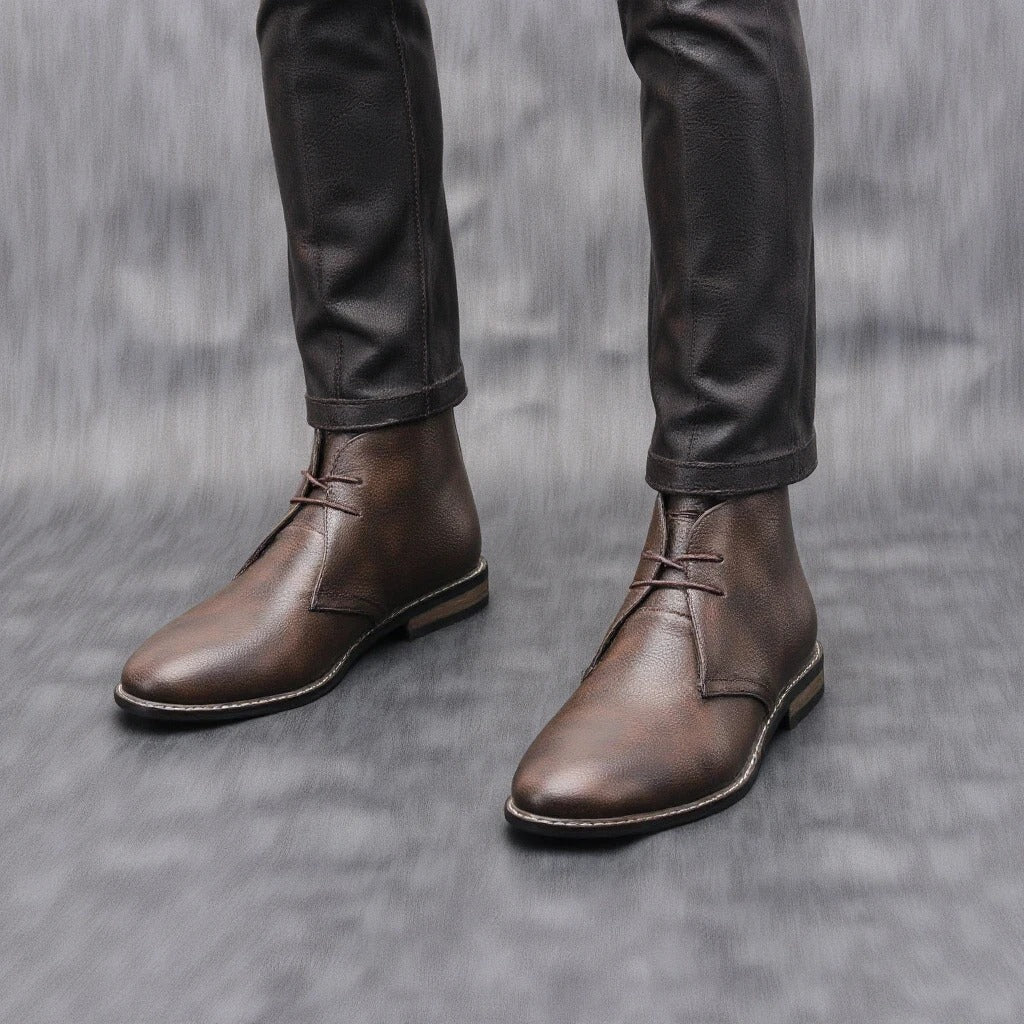 Cowhide Leather Ankle Boots