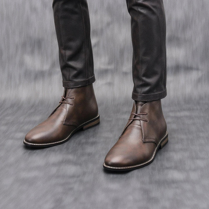 Cowhide Leather Ankle Boots
