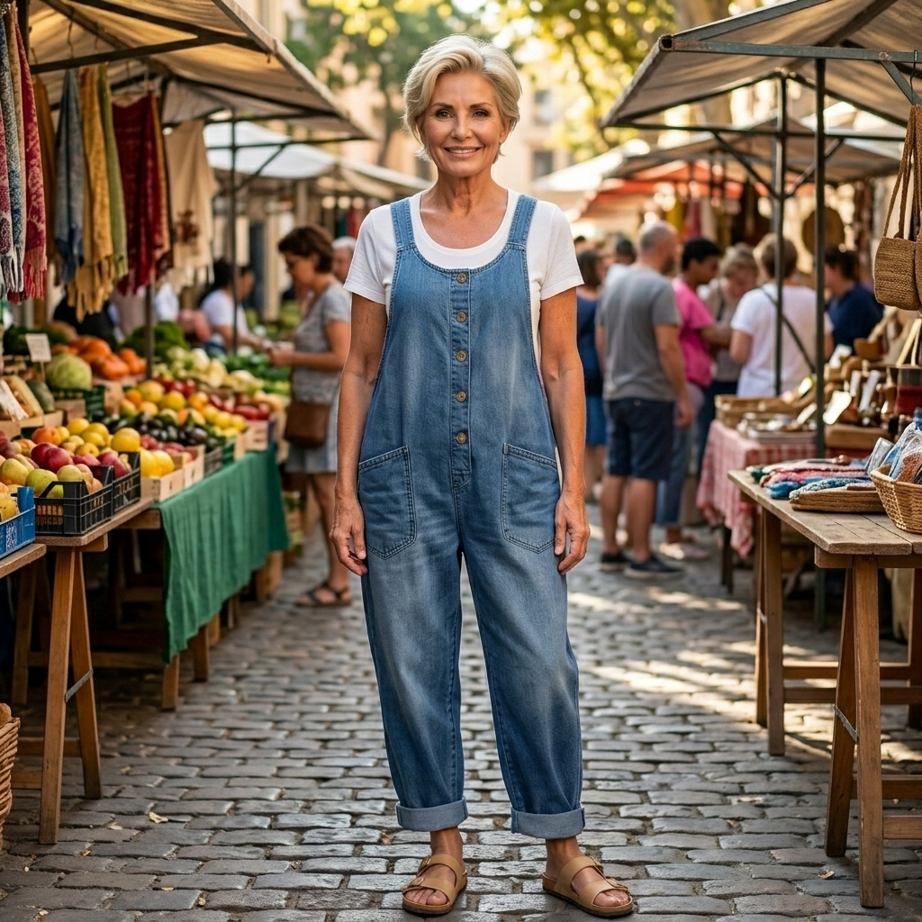 Vintage Washed Cotton Denim Overall