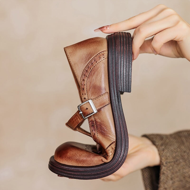 Brogue Leather Mary Janes