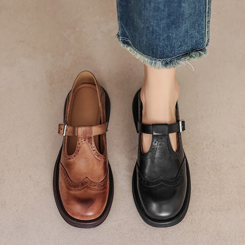 Brogue Leather Mary Janes