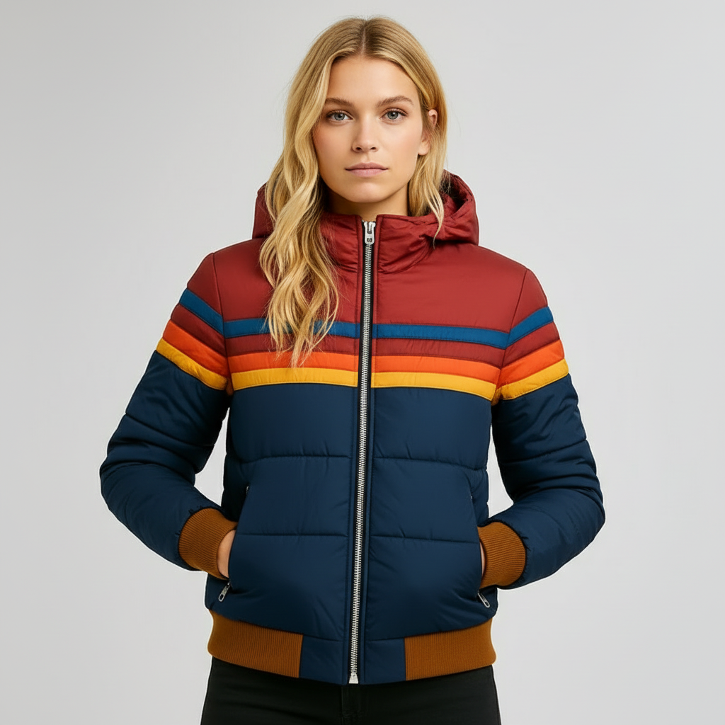 Colour-Block Hooded Puffer